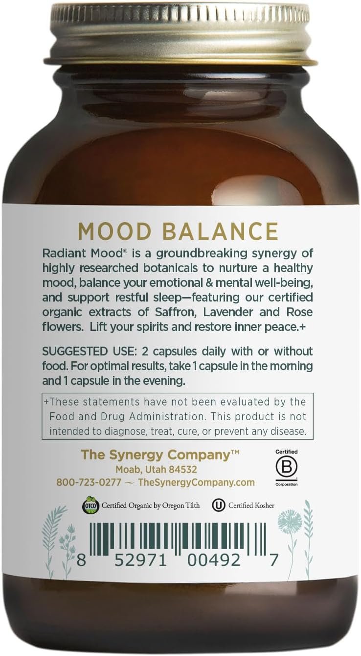 Pure Synergy Radiant Mood | Mood and Sleep Supplement with Organic Saffron | Natural Mood Support with Saffron, Lemon Balm, and Magnolia Bark | for Mood, Sleep, and Stress Support (60 Capsules) - Image 4