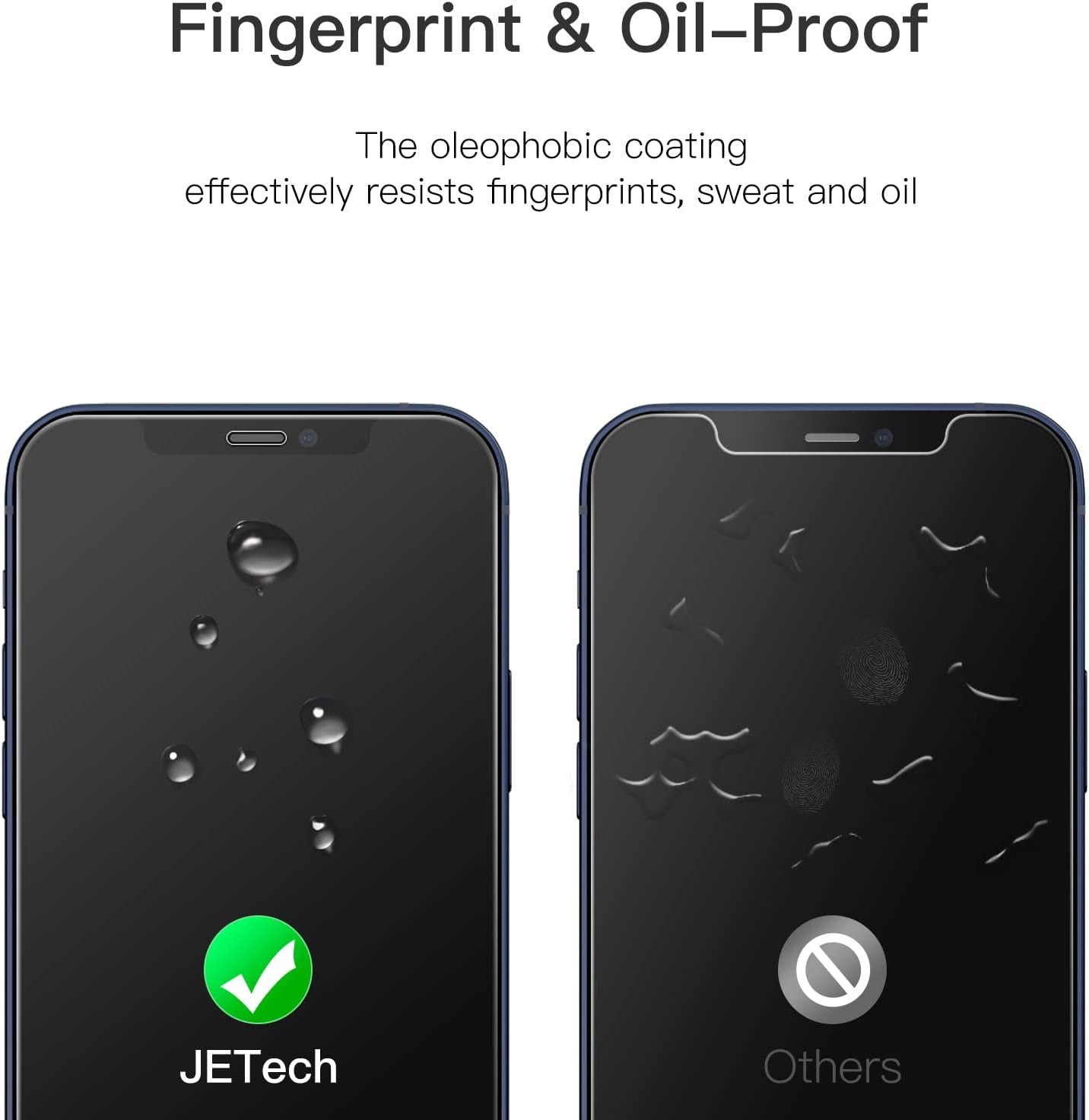 JETech Full Coverage Screen Protector for iPhone 12/12 Pro 6.1-Inch, 9H Tempered Glass Film Case-Friendly, HD Clear, 3-Pack - Image 6