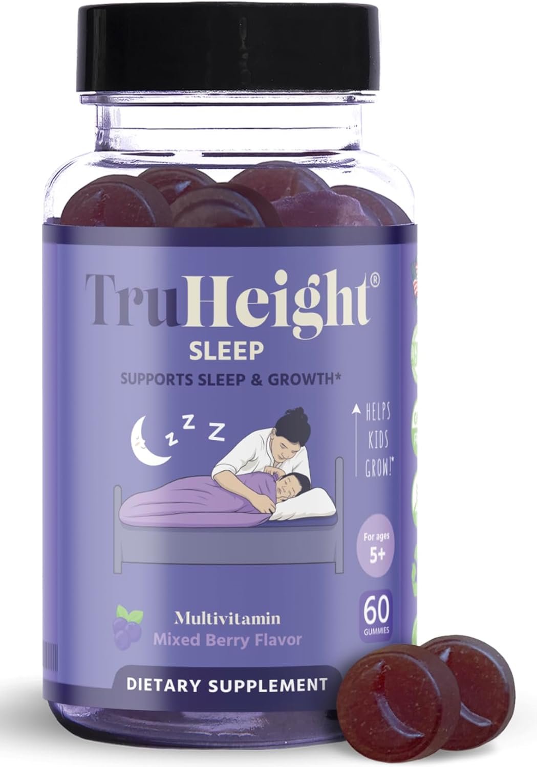 TruHeight Sleep Gummies - Kids & Teen Natural Sleep Aid for Growth & Development - Endorsed by Pediatricians - Kids Melatonin Gummy - Melatonin, Ashwagandha, L Theanine, Lemon Balm, Ages 4+ - Image 2