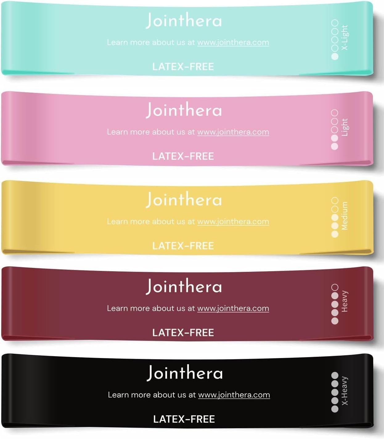 Premium Latex Free Resistance Bands for Working Out - Set of 5 + Carrying Bag | Non Latex Mini Loop Workout Bands Resistance for Women and Men | Physical Therapy, Legs Exercise and Pilates - Image 2