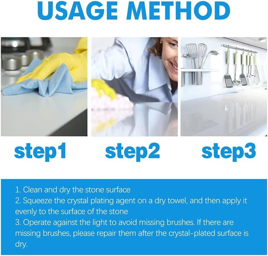 Stone Stain Remover Cleaner, Stone Crystal Plating Agent, Marble Cleaner Stain Remover, Stubborn Stains Cleaner, All Purpose Marble Cleaner and Polish (1pcs) - Image 10