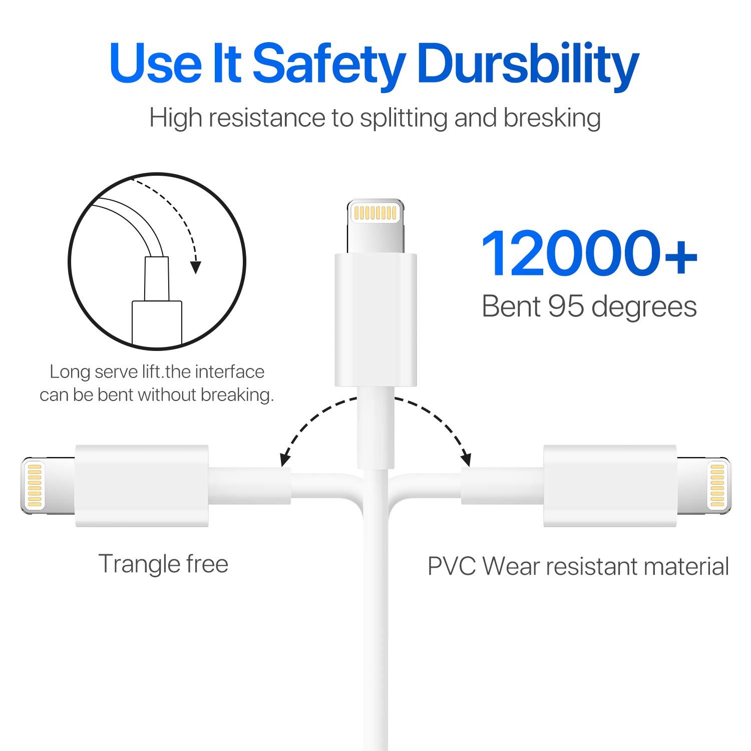 iPhone Charger AUNC 3PACK 6Feed Long Lightning to USB Charging Cable Fast Connector Data Sync Transfer Core Compatible with iPhone 14/iPhone 11/Xs Max/X/8/7/Plus/6S/6/SE/5S iPad - Image 6