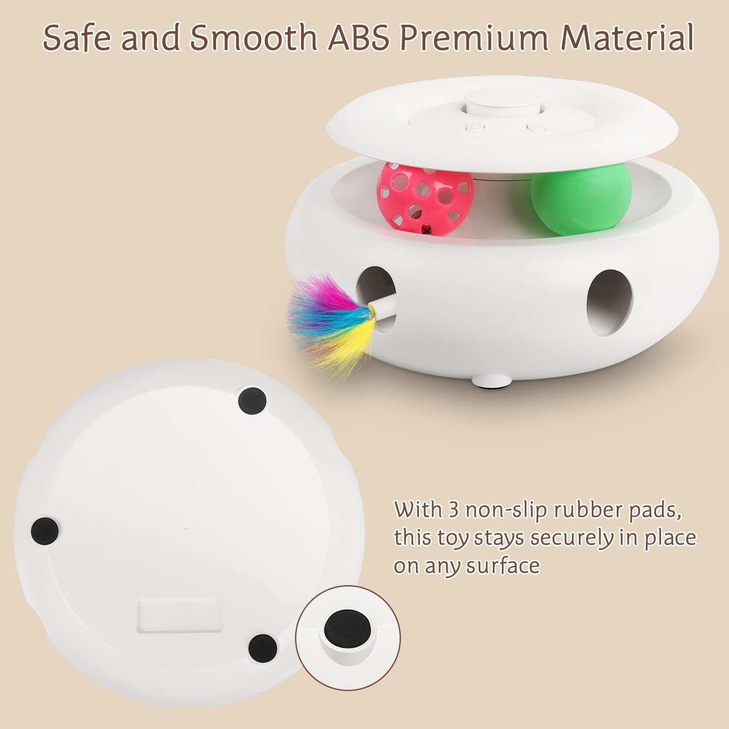 Cat Toys Interactive Cat Toy Automatic Cat Toys for Indoor Cats, 3-in-1 Electric Cat Toy USB Rechargeable, Ambush Feather, Fluttering Butterfly, Track Balls Kitten Toy Cat Exercise Toys - Image 7