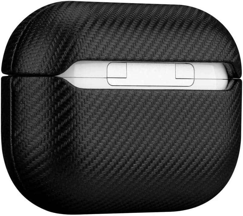 LOPIE AirPods Pro Case Cover (Not for AirPods Pro 2nd Gen), Handmade AirPods Pro 1st Generation Case Protective Cover, Carbon Fiber Style Vegan Leather Case for Men/Women - Black - Image 4