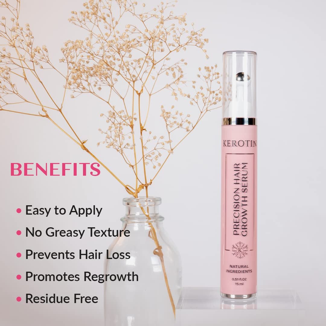 Kerotin Hair Growth Spot Treatment Serum - Visible Improvement in Hair Regrowth, Natural Follicle Hair Treatment - Contains Castor Oil, DHT blocker and Biotin - Made in the US, Cruelty Free - Image 4