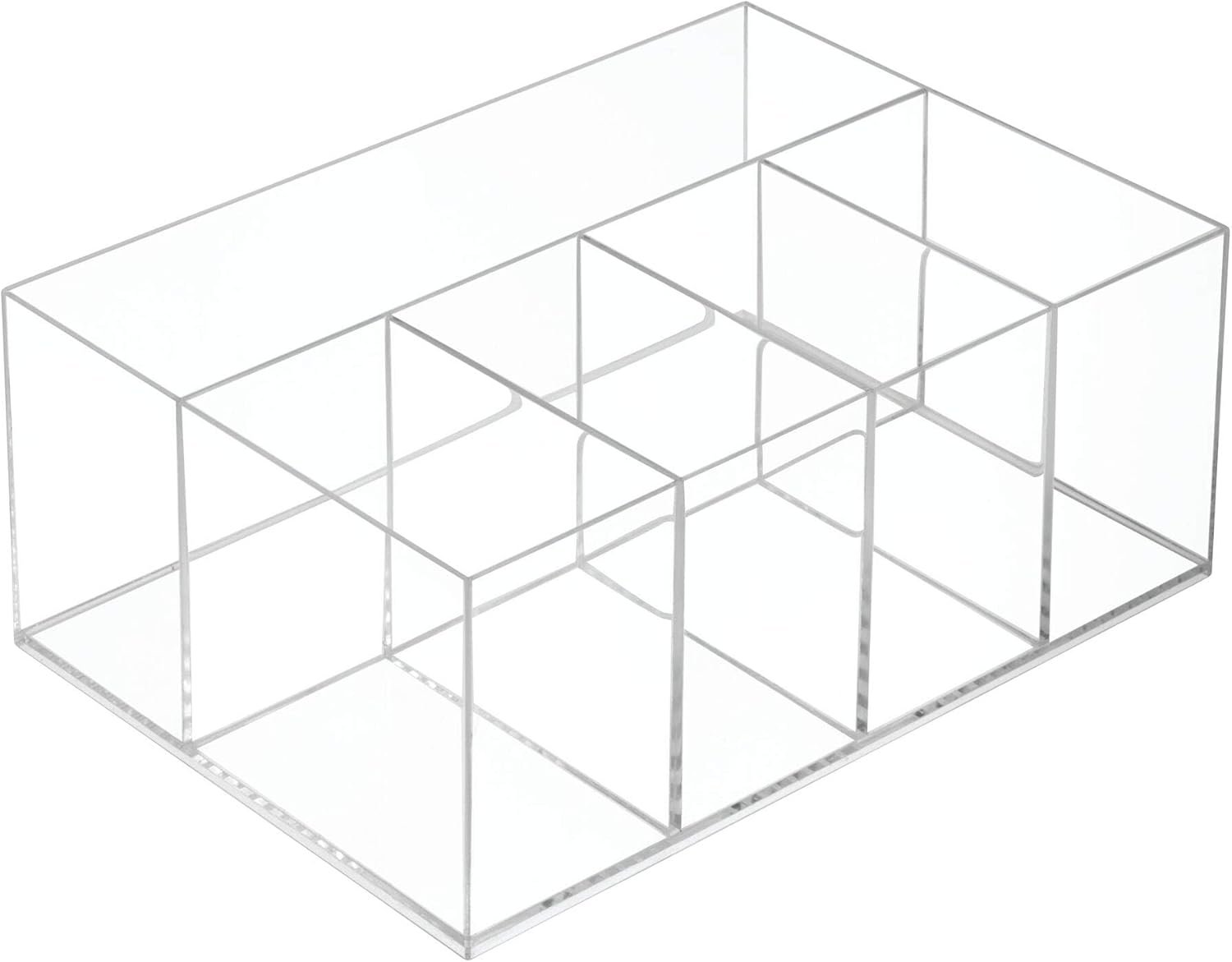 iDesign 5 Compartment Plastic Bathroom Storage Organizer, The Clarity Collection – 9.88” x 6.88” x 4”, Clear - Image 3