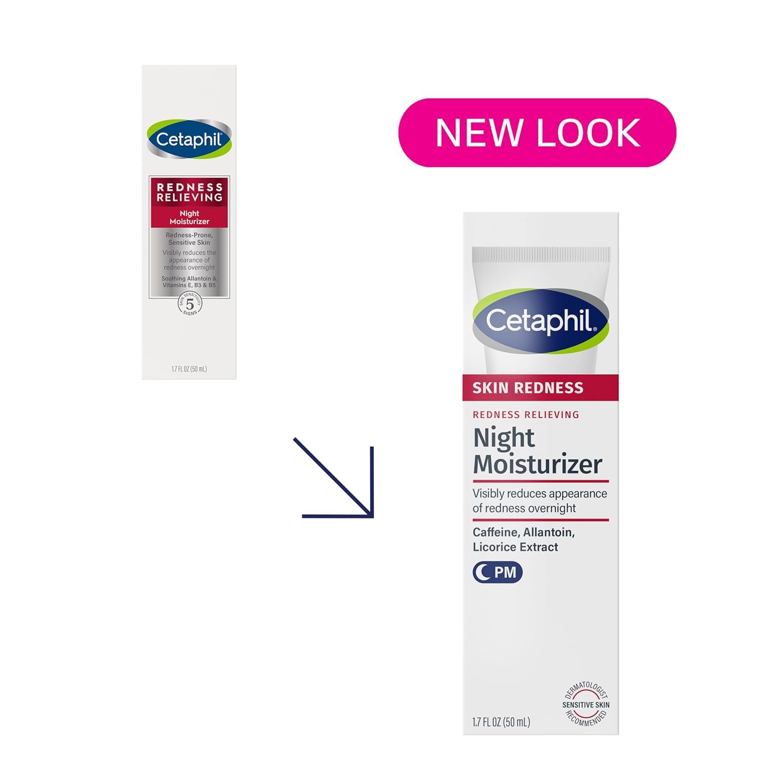 CETAPHIL Night Cream, Redness Relieving Night Moisturizer for Face, 1.7 fl oz, For Dry, Redness-Prone Skin, Hypoallergenic, Fragrance Free - Image 3