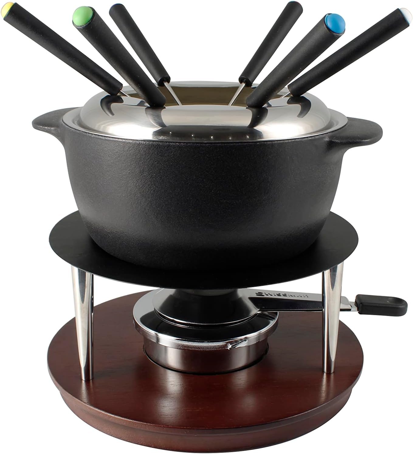 Swissmar Summit 10-Piece Black Cast Iron Fondue Set - Image 2