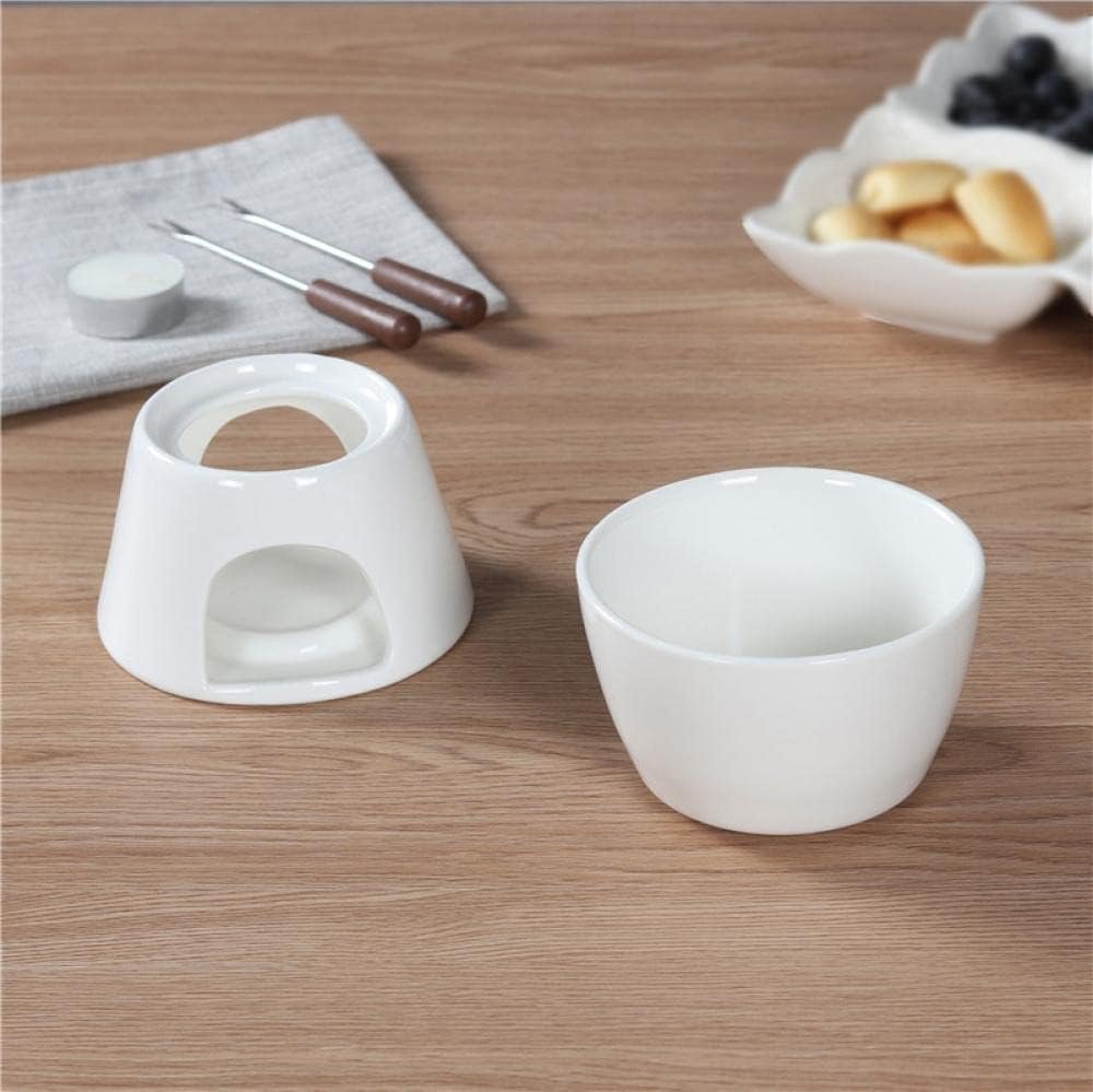 Sizikato Pure White Porcelain Chocolate Fondue Set, 10 Oz - Image 3