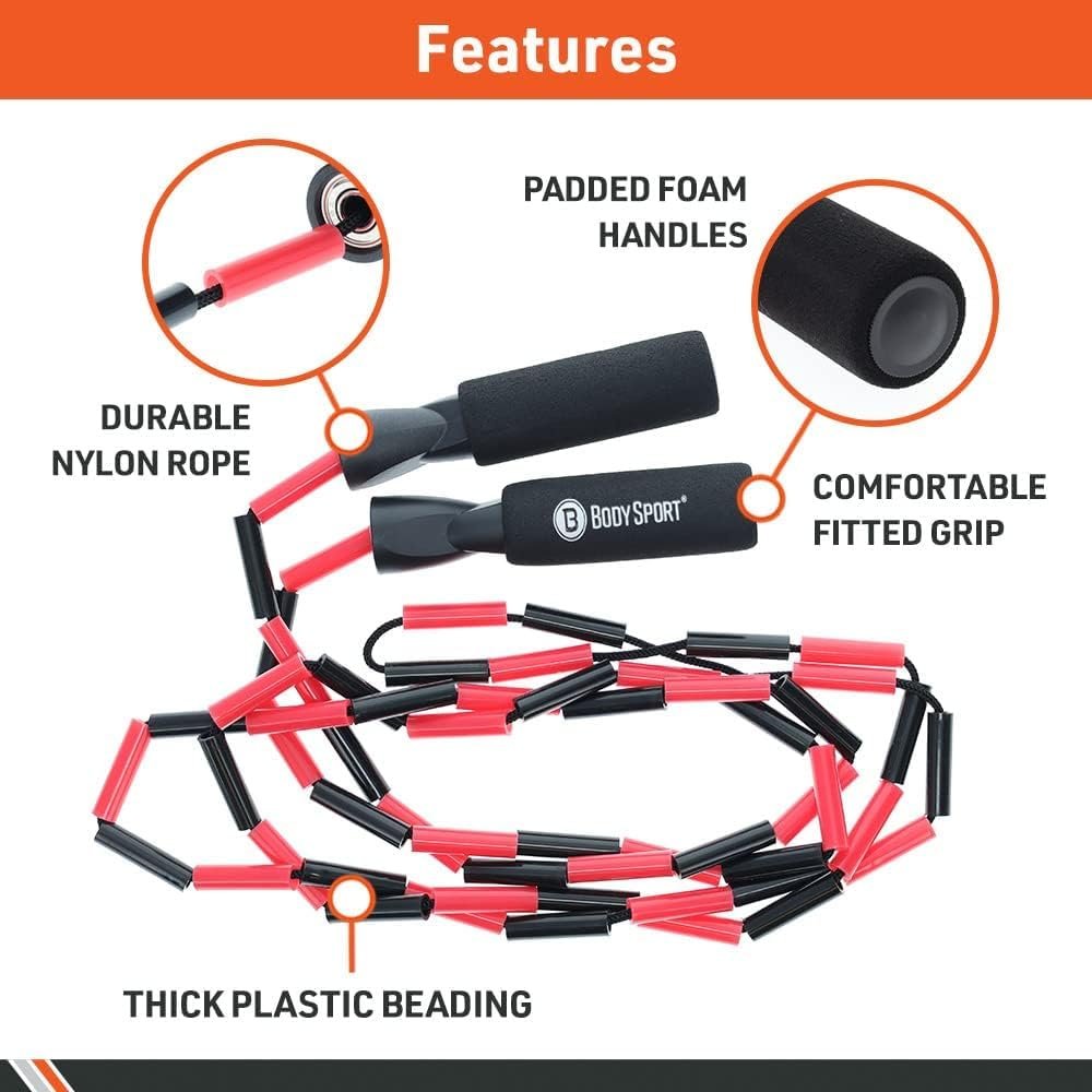BodySport ZZR184 Beaded Jump Rope - Expand Your Workout Routine - Foam Handles for Firm Grip - 9 Ft. Rope - Image 11