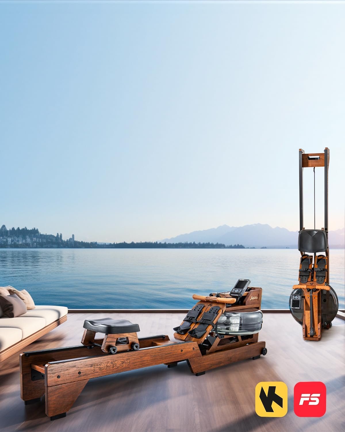 Water Rowing Machine for Home Use, Foldable Rower Machine with Dedicated Monitor & Bluetooth App, Upgraded Handle, Adjustable Footpad, Tablet Holder Water Rowing Machine - Image 9