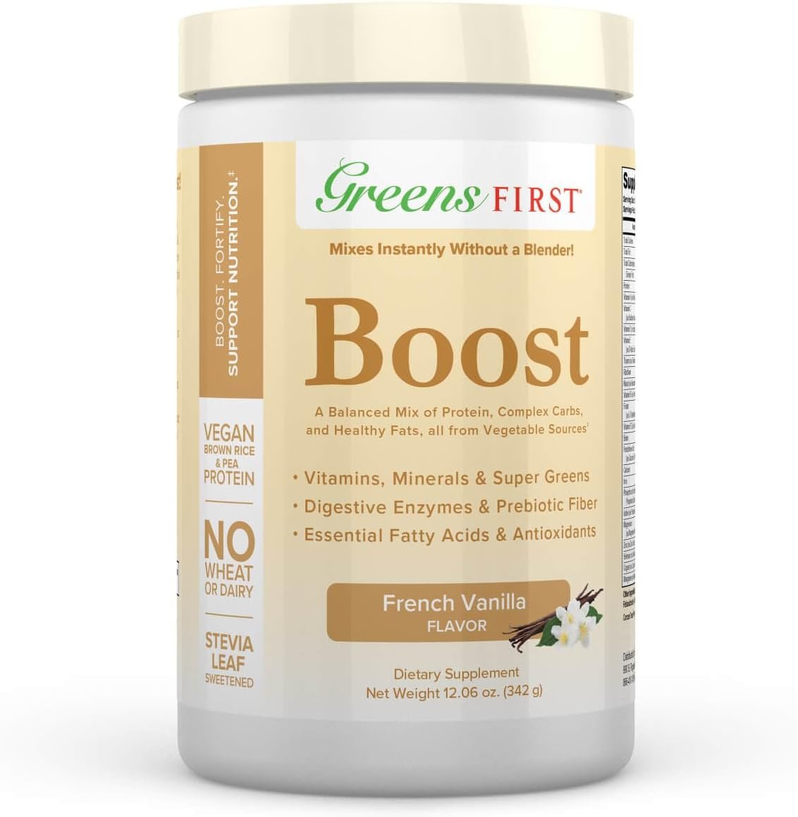 Greens First Boost - Plant-Based Protein & Balanced Nutrition - Superfood Shake Mix - No Wheat or Soy - Dairy-Free - Vegan - French Vanilla, 12.06 oz. - Image 2