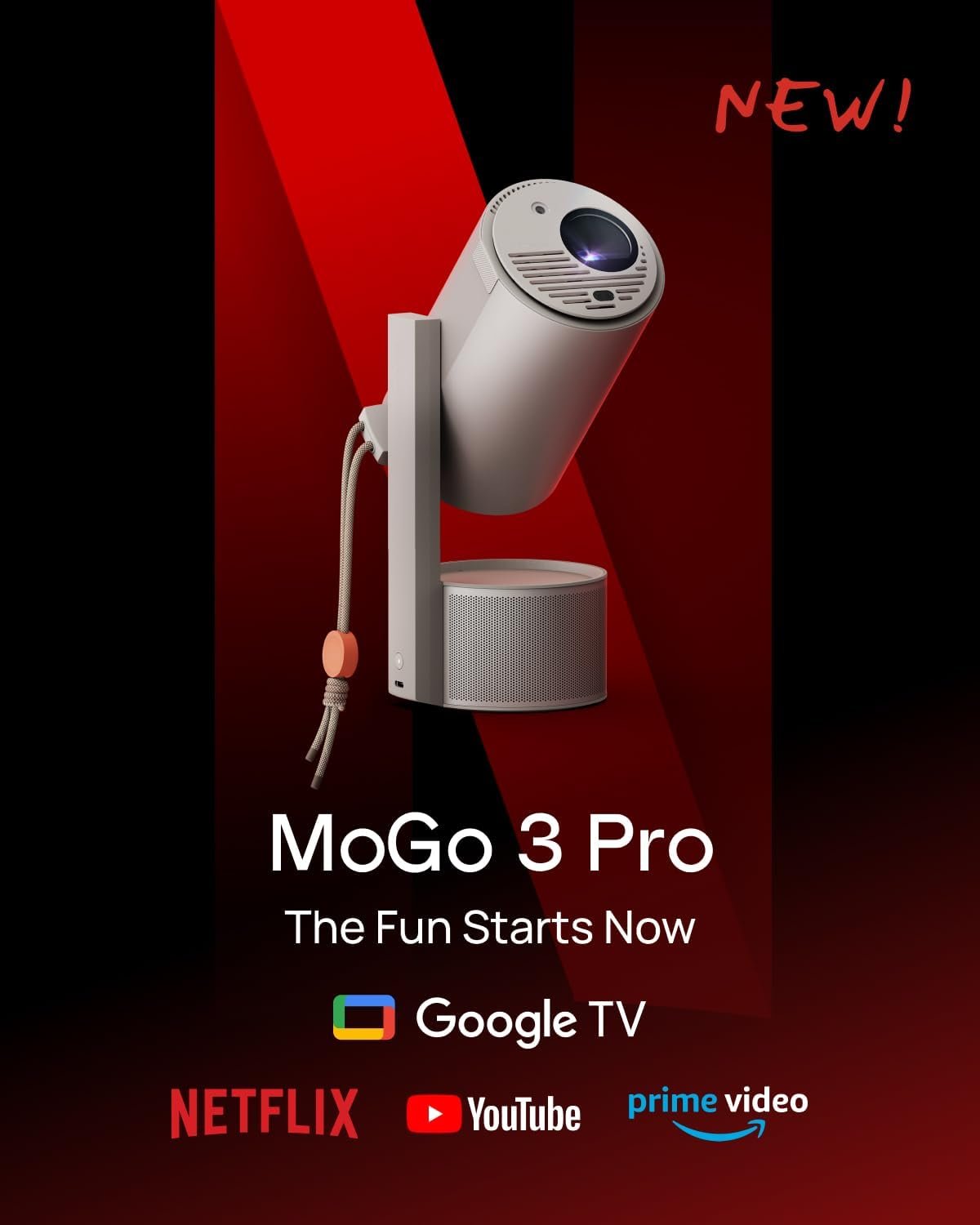 XGIMI MoGo 3 Pro 2024 NEW Portable Projector, Google TV with Licensed Netflix, Build-in Adjustable Stand, Mini Projector Supports Power Banks, 450 ISO Lumens, ISA 2.0, 2 x 5W Harman Kardon - Image 3