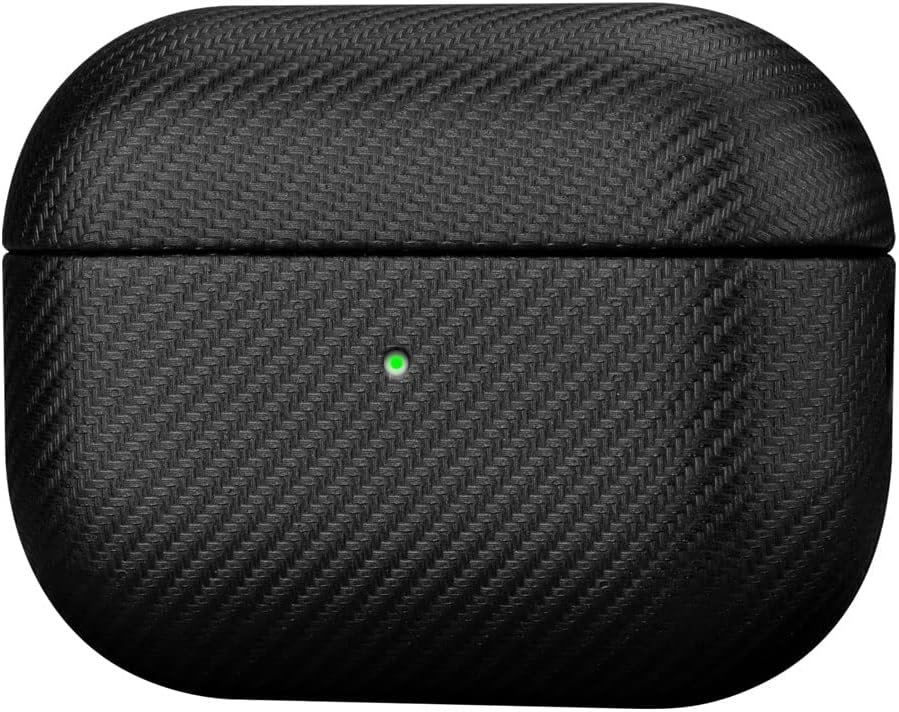 LOPIE AirPods Pro Case Cover (Not for AirPods Pro 2nd Gen), Handmade AirPods Pro 1st Generation Case Protective Cover, Carbon Fiber Style Vegan Leather Case for Men/Women - Black - Image 3