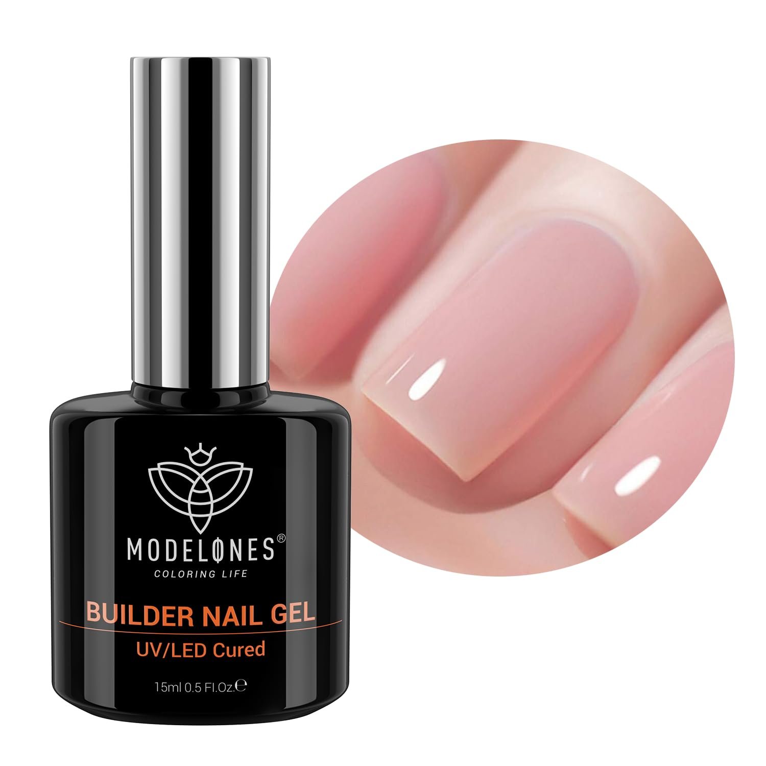 modelones Builder Nail Gel, 8-in-One Neutral Nude Pink Gel Builder for Nail Thickening Apex Building, Rose Blush Pink Rubber Base Gel Polish LED Nail Lamp Cured Hard Gel Nail Strengthener Extend Gel - Image 2