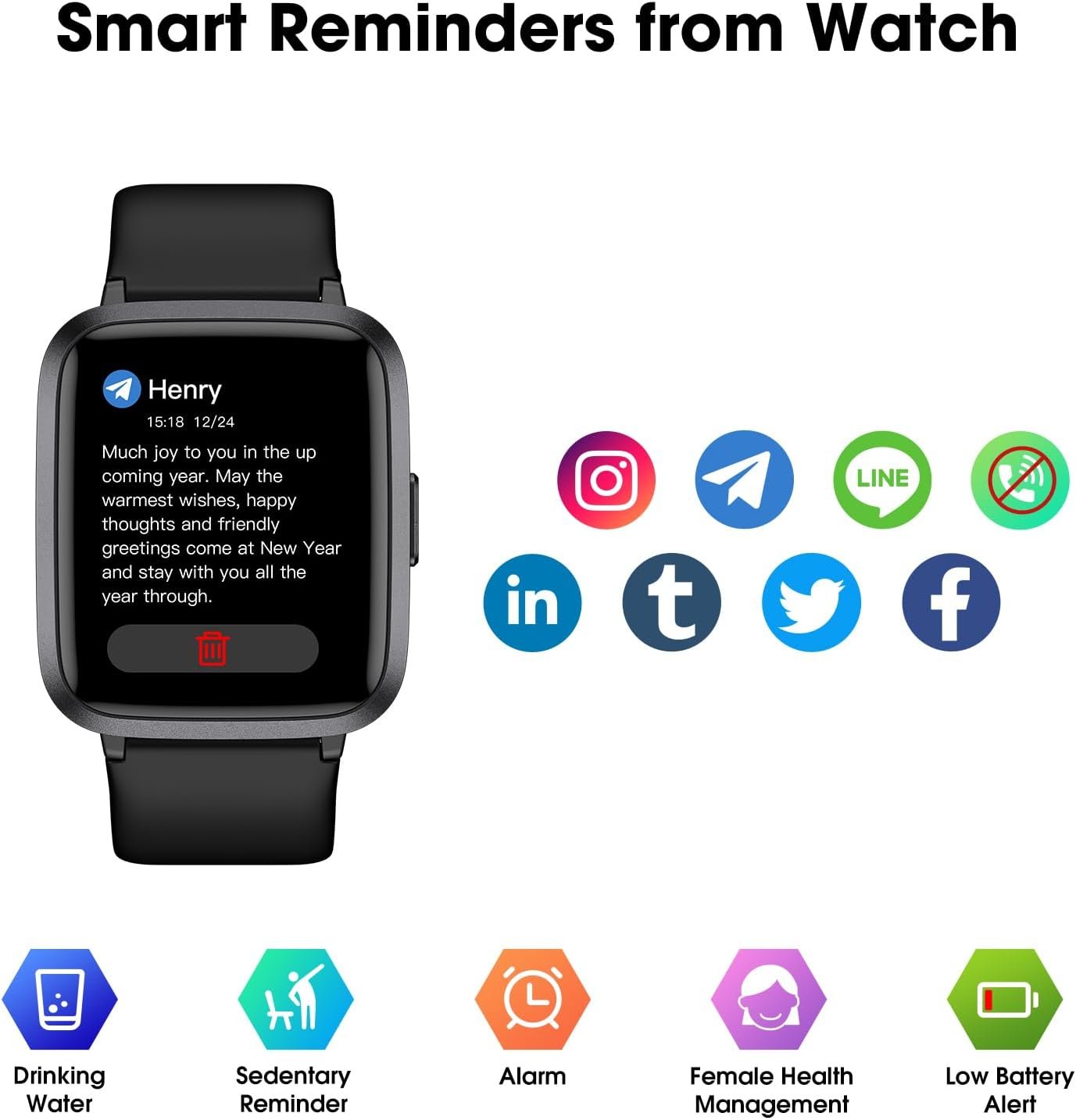 Fitness Tracker Watch, Step Tracker with Heart Rate, Blood Oxygen Sleep Monitor, 5ATM Waterproof Pedometer, Step Calorie Counter, Health Fitness Watch for Sports, Activity Tracker for Women Men - Image 6