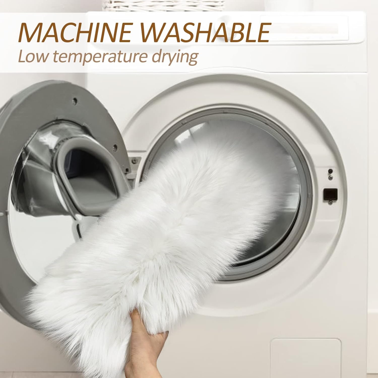 Faux Fur Rug 2x3 Feet Fluffy Shaggy Area Rug Ultra Soft Sheepskin Fur Rug White Fuzzy Rug Machine Washable Shag Rug Nursery Decor Furry Rugs for Bedroom Kids Room Living Room - Image 7