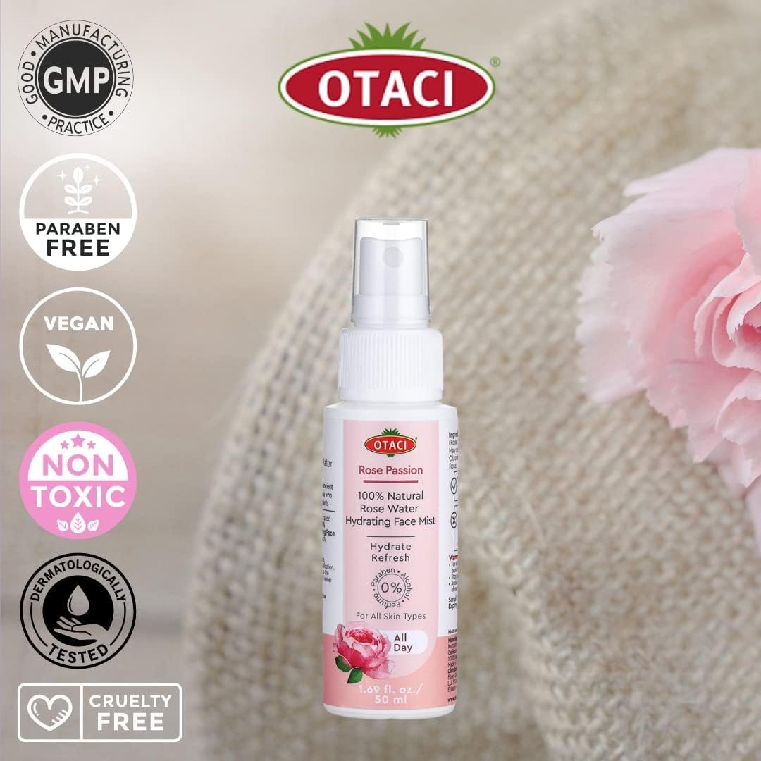 Otaci Rose Passion 100% Natural Rose Water Hydrating Face Mist, Spray Rosewater Face Mist Facial Hydrating Natural Skin - Travel Size - Image 5