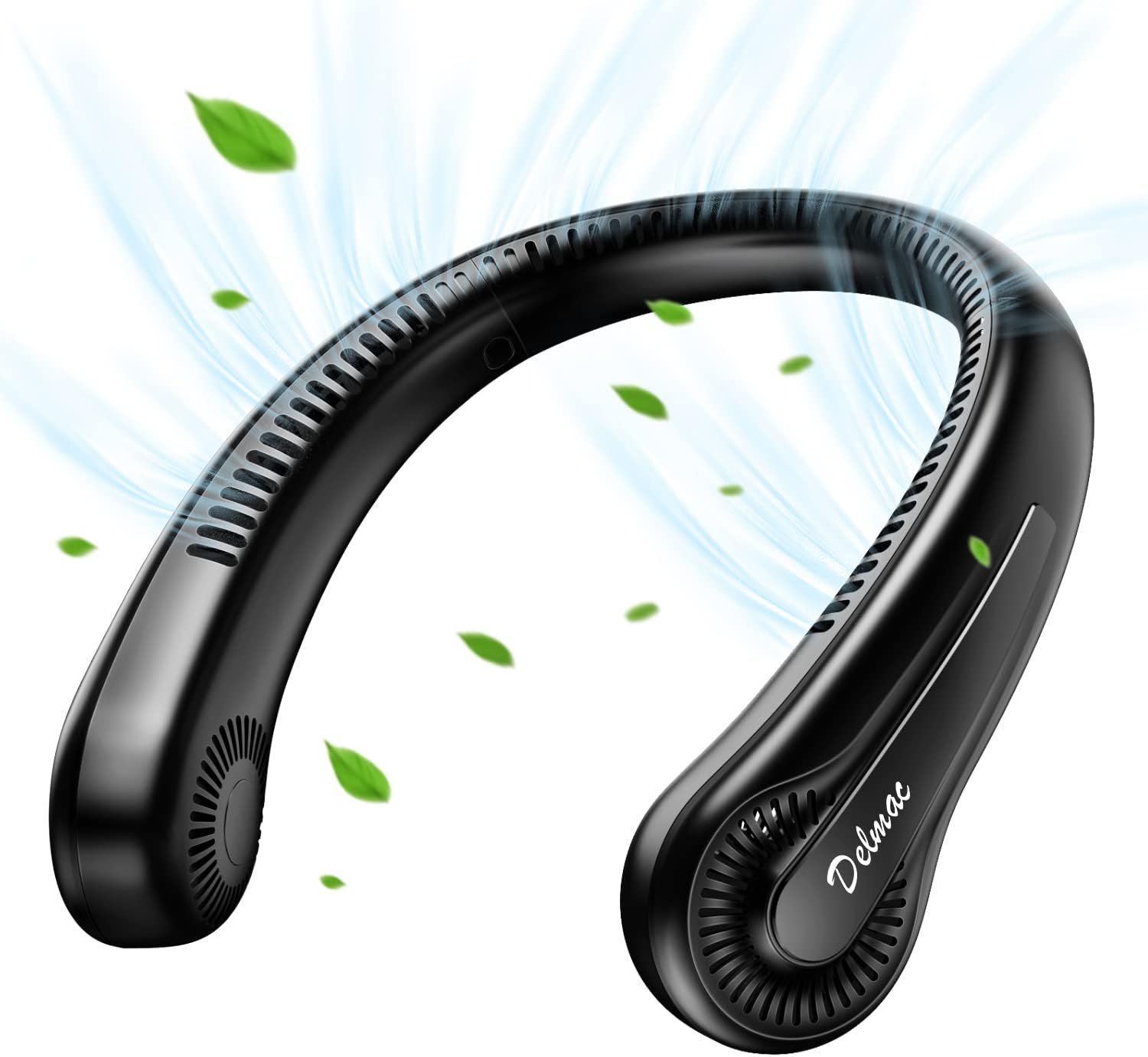 Portable Neck Fan, 6000mAh Rechargeable Personal Fan, 360° Cooling Wearable Fan, 3 Speed Adjustable Hands Free Fan, Low Noise Bladeless Fans, USB Powered Sport Fan for Indoor & Outdoor (Black) - Image 2