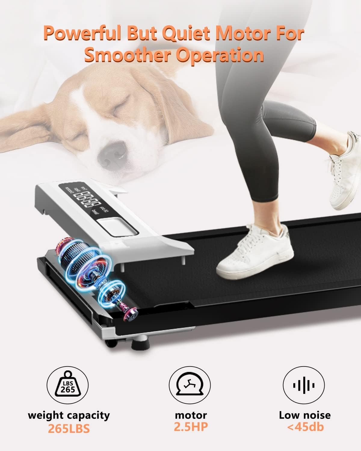Walking Pad 2 in 1 for Walking and Jogging, Under Desk Treadmill for Home Office with Remote Control, Portable Walking Pad Treadmill Under Desk, Desk Treadmill in LED Display - Image 5