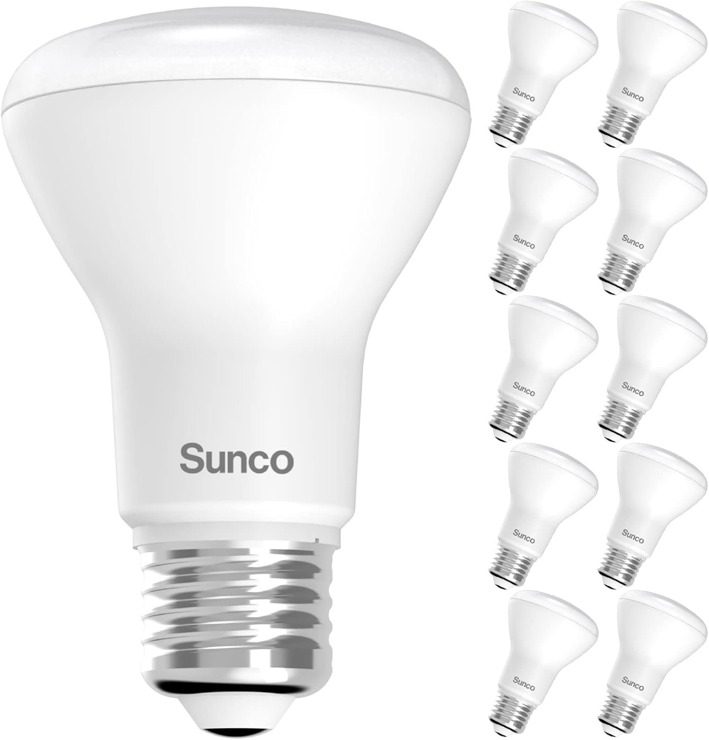 Sunco 10 Pack BR20 LED Bulbs Indoor Flood Light R20 Dimmable CRI93 2700K Soft White 50W Equivalent to 7W, E26 Medium Base, Recessed Can Lights for Home Living Area Ceiling Lights - UL - Image 2