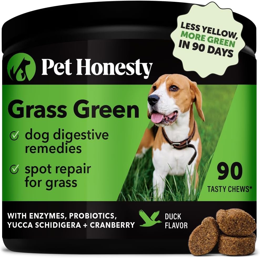 Pet Honesty Grass Green - Pee Grass Spot Saver Caused by Dog Urine, Gut Health Probiotics, Dog Urine Neutralizer for Lawn, Grass Burn Spot Chews, Cranberry, Apple Cider Vinegar, Dog Rocks (Duck 90 ct) - Image 2