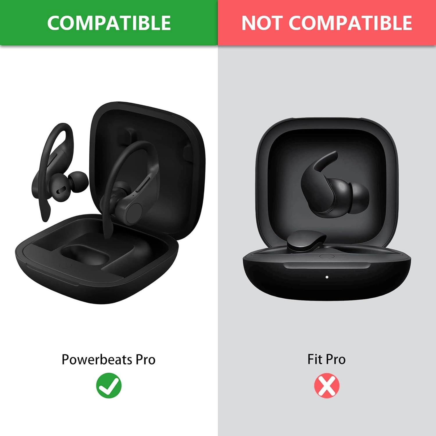 Geekria PC Case Cover Compatible with Beats Powerbeats Pro True Wireless Earbuds, Earphones Skin Cover, Protective Carrying Case with Keychain Hook, Charging Port Accessible (Marble Black Gold) - Image 4