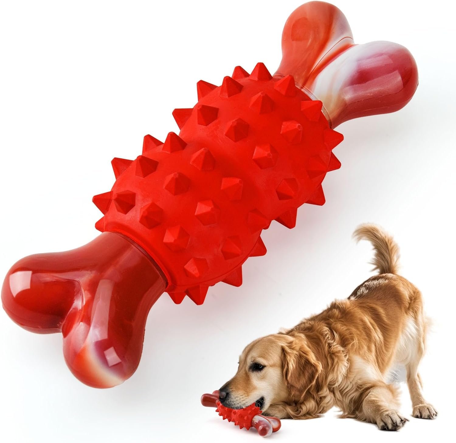 Dog Toys for Aggressive Chewers, Tough Indestructible Dog Chew Toys, Durable Nylon & Rubber Dog Toys for Large Medium Breed, Interactive Dog Toy for Teething, Bone Shape - Image 2