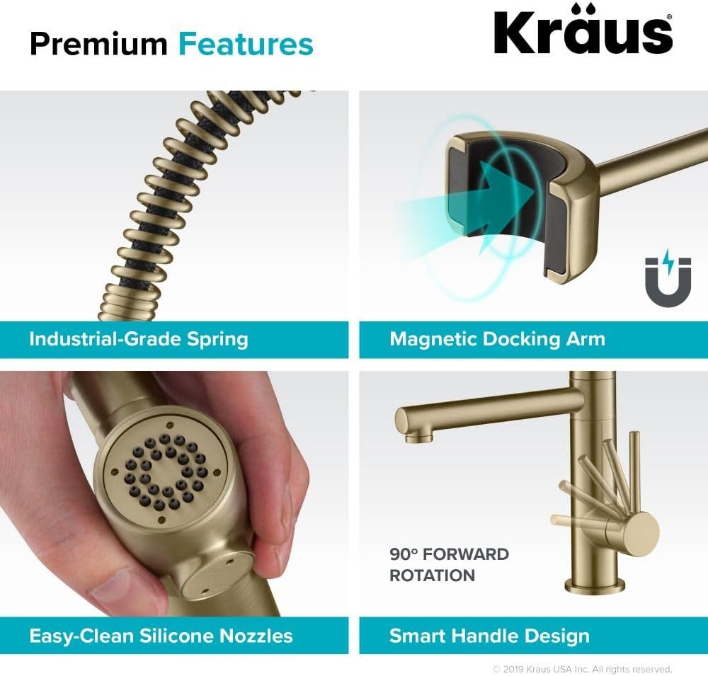 KRAUS Artec Pro (1 st Gen) Commercial Style Pre-Rinse Single Handle Kitchen Faucet (No Pull Down) with Pot Filler in Matte Black/Black Stainless Steel, KPF-1603MBSB - Image 11