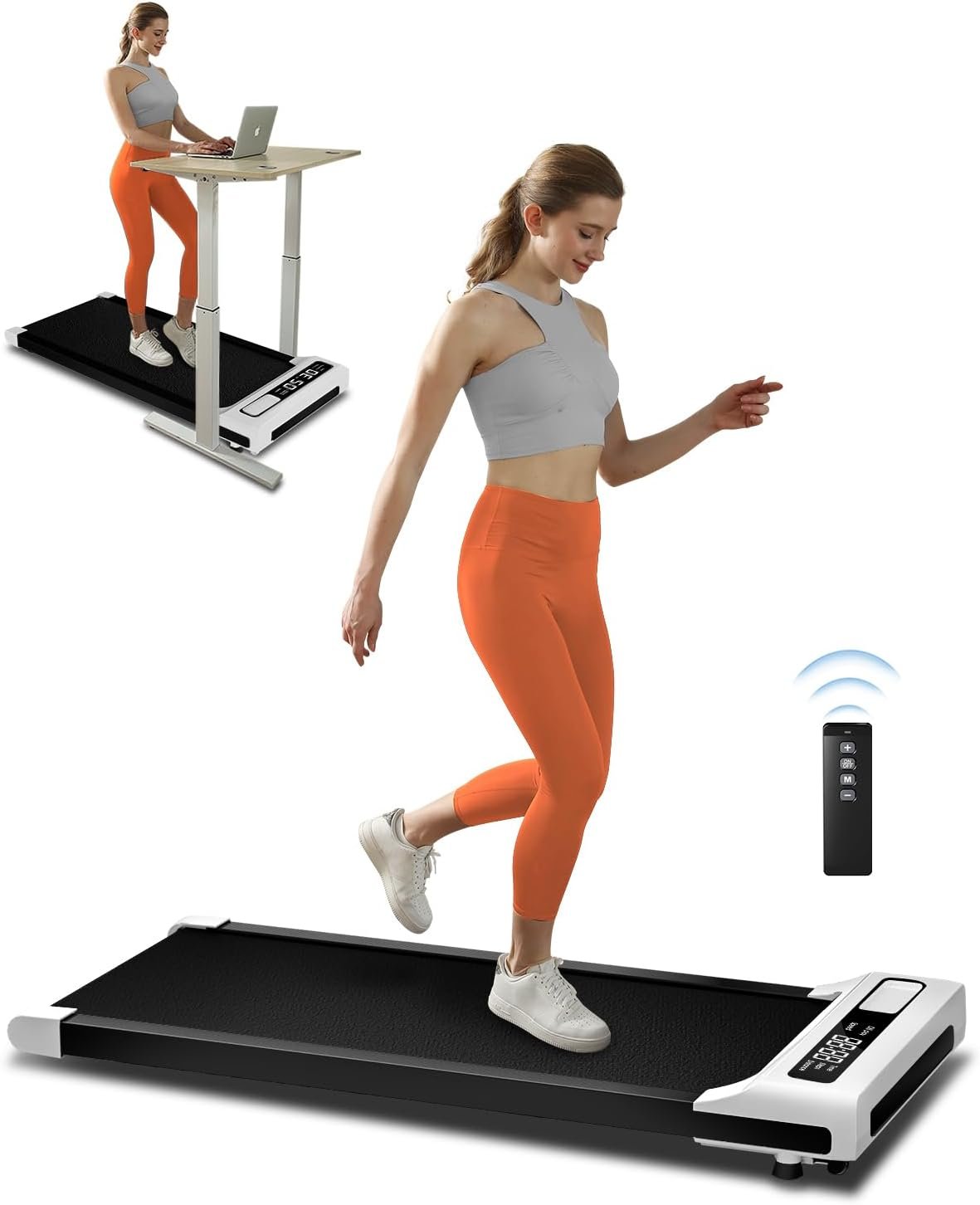 Walking Pad 2 in 1 for Walking and Jogging, Under Desk Treadmill for Home Office with Remote Control, Portable Walking Pad Treadmill Under Desk, Desk Treadmill in LED Display - Image 2