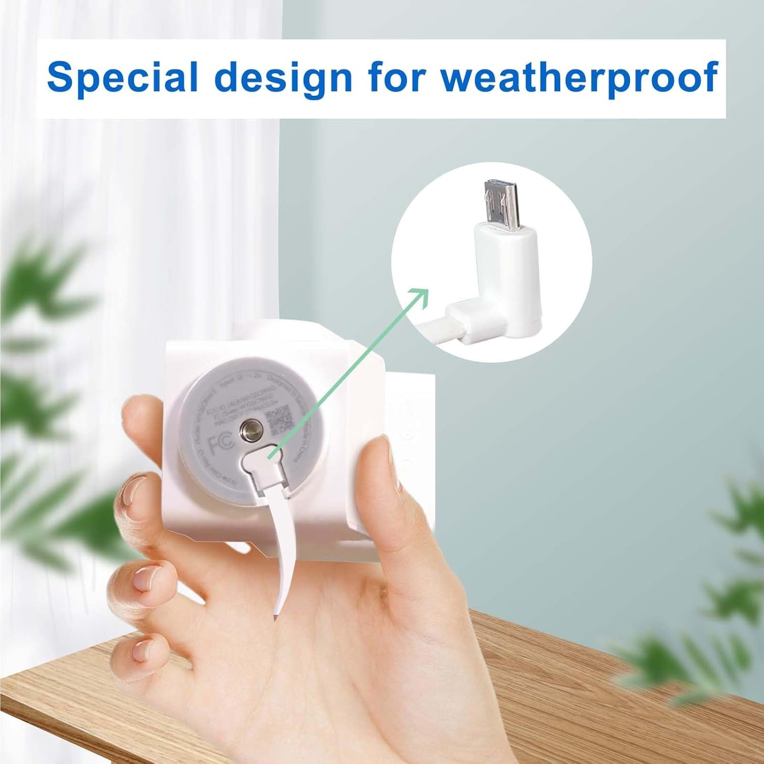 DIANMU 26FT Power Cord for Wyze Cam Pan V3 Indoor/Outdoor Camera, Blink Outdoor (3rd Gen), 90 Degree L-Shape Micro USB Flat Power Extension Weatherproof Charging Cord 2 Pack (Not for Wyze Cam V3) - Image 4