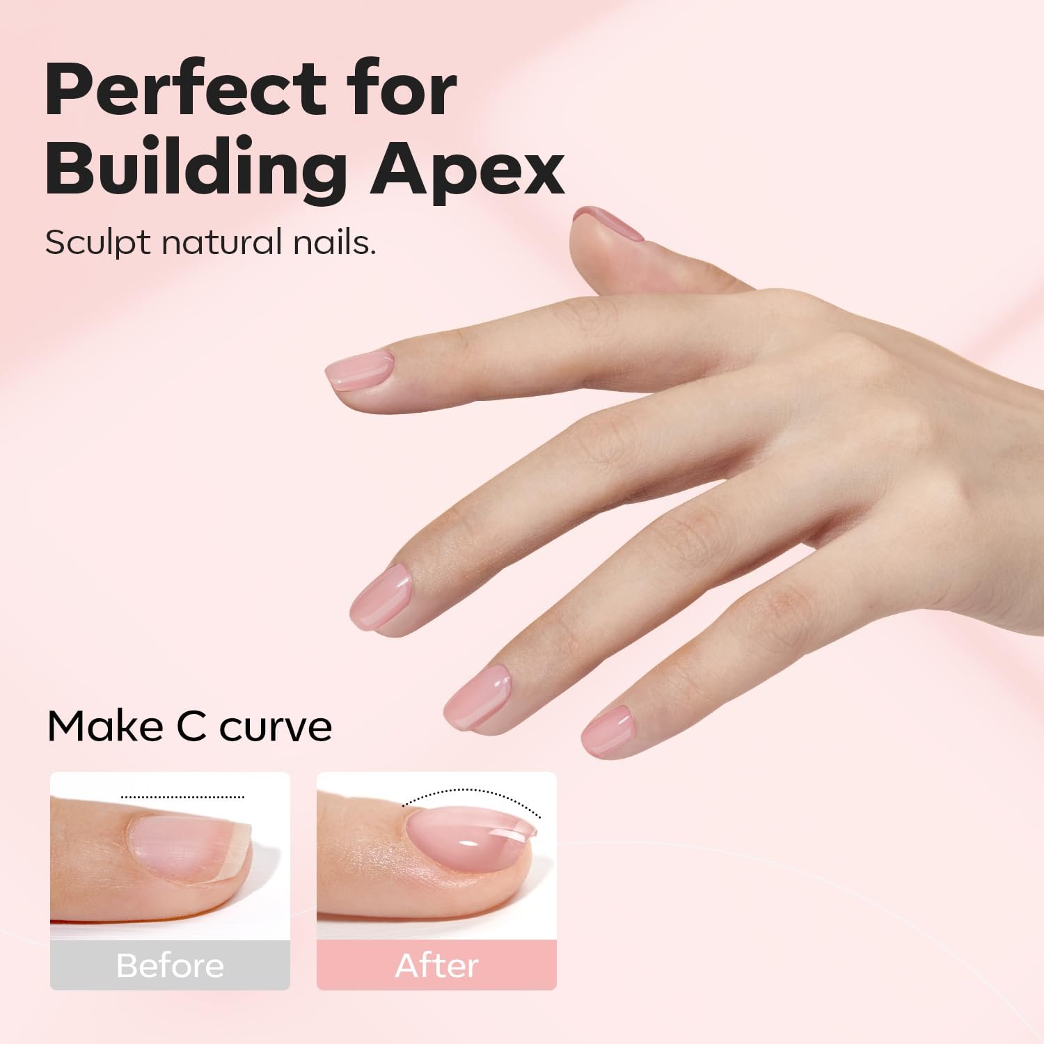 modelones Builder Nail Gel, 8-in-One Neutral Nude Pink Gel Builder for Nail Thickening Apex Building, Rose Blush Pink Rubber Base Gel Polish LED Nail Lamp Cured Hard Gel Nail Strengthener Extend Gel - Image 7