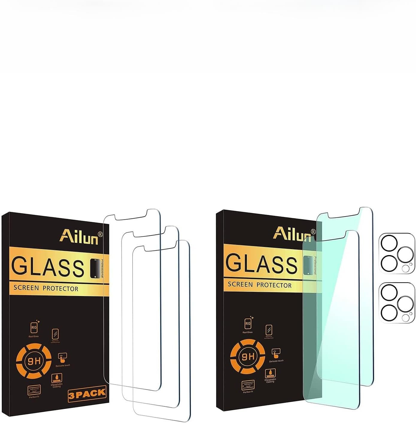 Ailun Glass Screen Protector Compatible for iPhone 12 pro Max 2020 6.7 Inch 3 Pack and【Eye Protection】 Anti Blue Light 2 Pack Screen Protector for iPhone 12 Pro Max+2 Pack Camera Lens Protector - Image 2