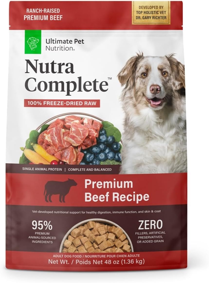 ULTIMATE PET NUTRITION Nutra Complete Raw Freeze Dried Dog Food, Veterinarian Formulated with Antioxidants, Prebiotics & Amino Acids (3 Pound, Beef) - Image 2