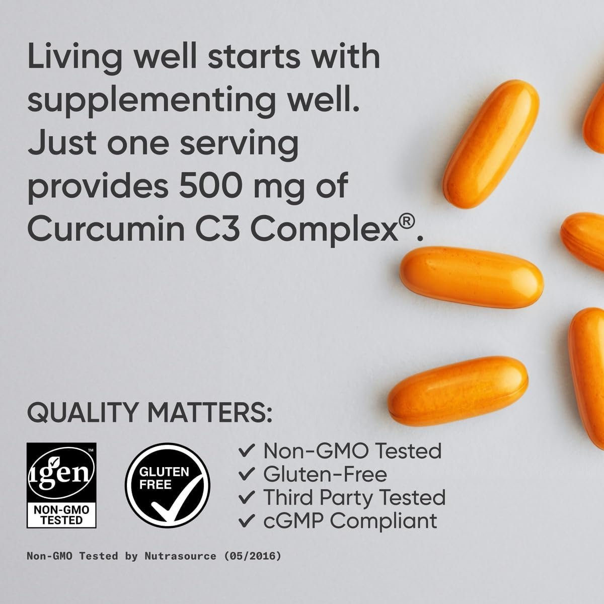 Sports Research Turmeric Curcumin C3 Complex - Softgels with Bioperine Black Pepper Extract & Organic Coconut Oil, Standardized 95% Curcuminoids - Non-GMO Verified & Gluten Free - 500mg, 120 Count - Image 5