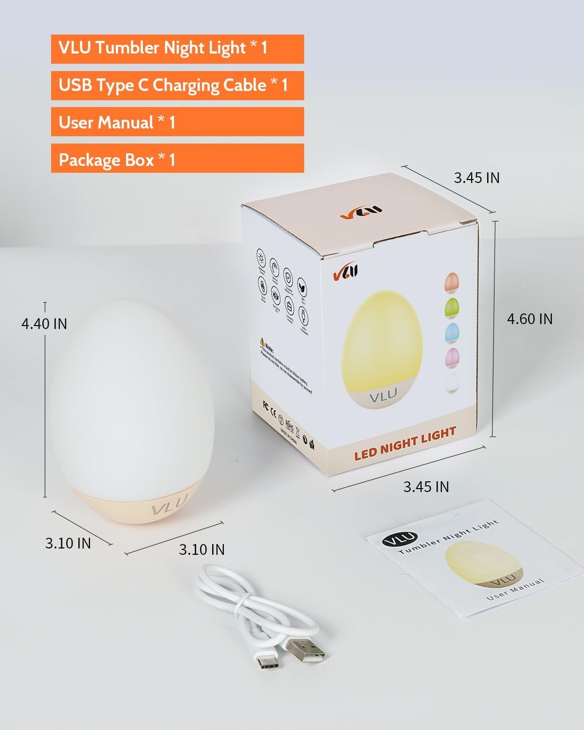 VLU Night Light for Kids, LED Night Light, Dimmable & Rechargeable Night Light with Multi-Color & Tumbler, Egg Night Light for Baby Nursery & Breastfeeding, Eye Caring - Image 10
