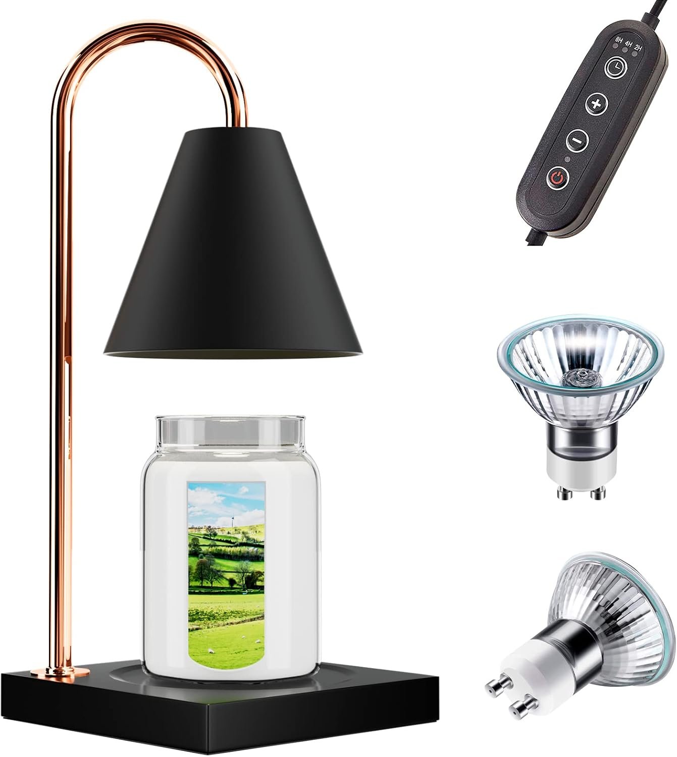 Candle Warmer Lamp, Dimmable Candle Warmer Lamp with Timer, Presents for Mom, Electric Candle Lamp Warmer with 2 Bulbs, for Jar Candles - Image 2