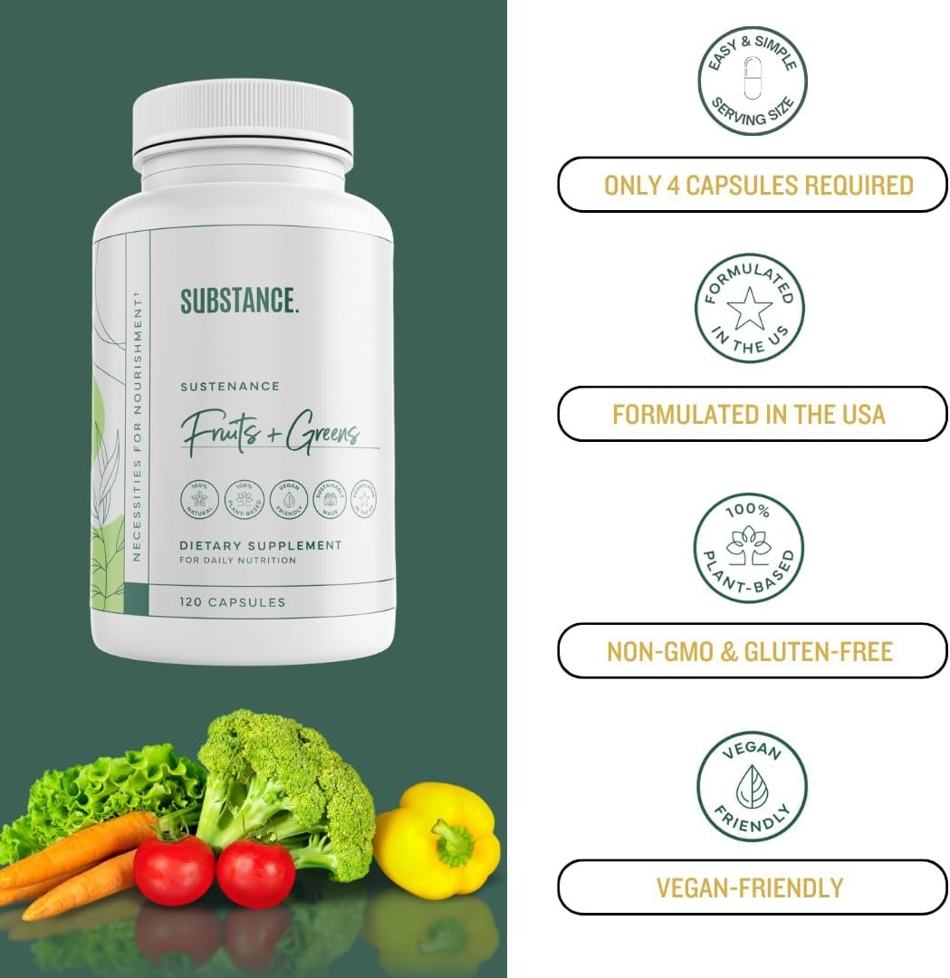 Nature's Sustenance Daily Greens, Fruits & Veggies Supplement - Superfood Vitamin Capsules - Enhance Energy, Mental Clarity, & Overall Wellness - US Made, Vegan-Friendly - 30 Servings. - Image 6