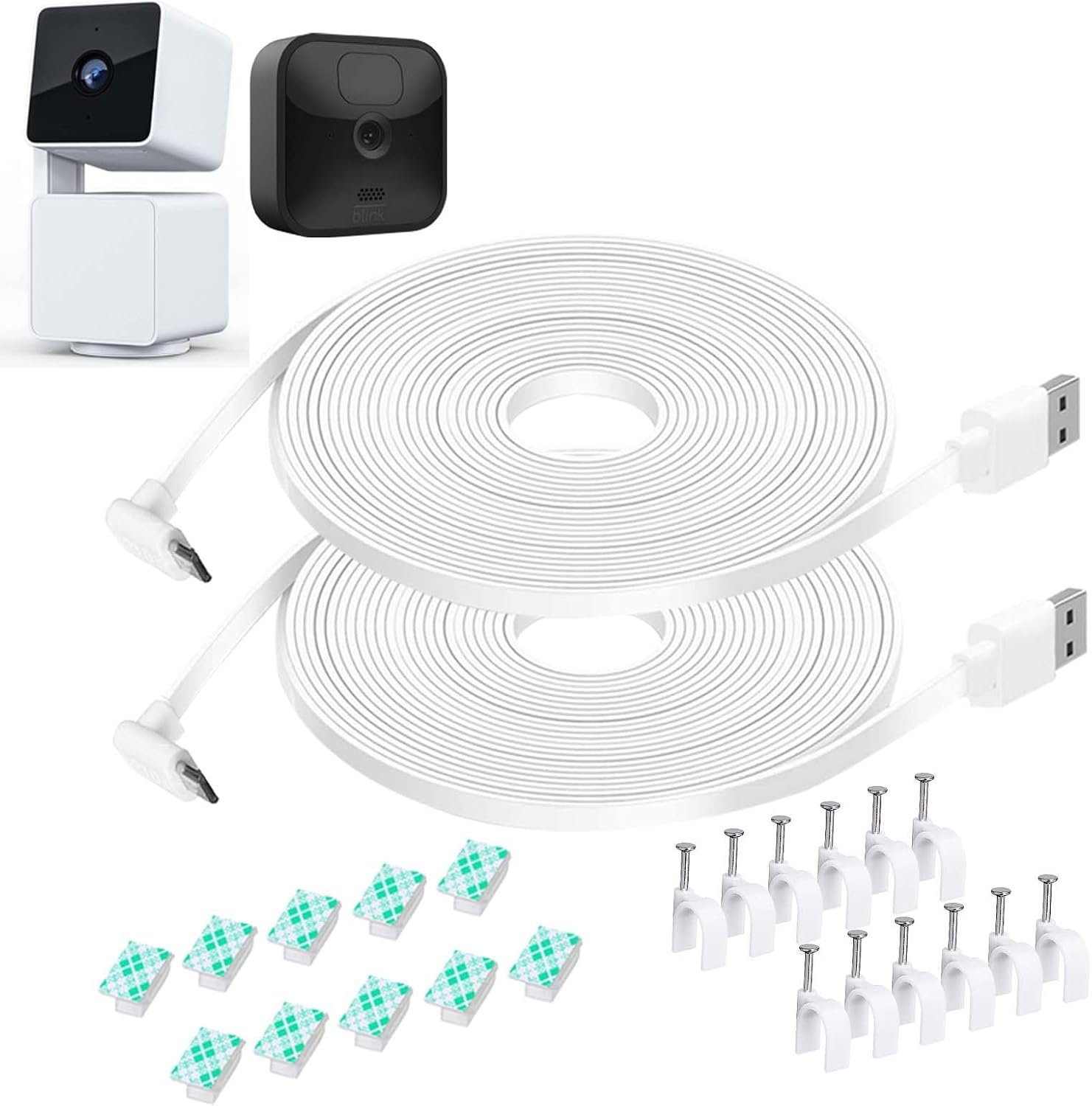 DIANMU 26FT Power Cord for Wyze Cam Pan V3 Indoor/Outdoor Camera, Blink Outdoor (3rd Gen), 90 Degree L-Shape Micro USB Flat Power Extension Weatherproof Charging Cord 2 Pack (Not for Wyze Cam V3) - Image 2