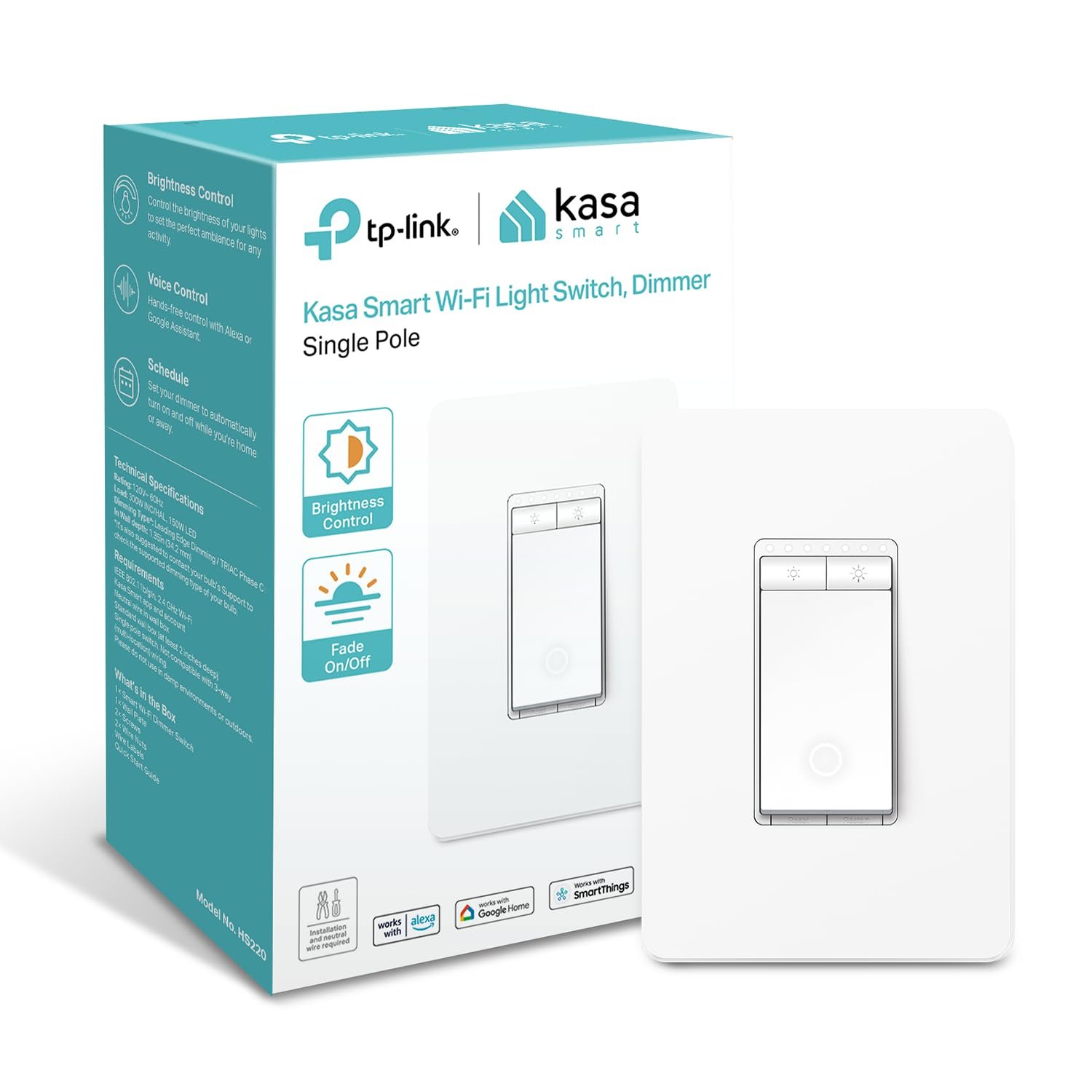 Kasa Smart Dimmer Switch HS220, Single Pole, Needs Neutral Wire, 2.4GHz Wi-Fi Light Switch Works with Alexa and Google Home, UL Certified, No Hub Required, 1 Pack - Image 2