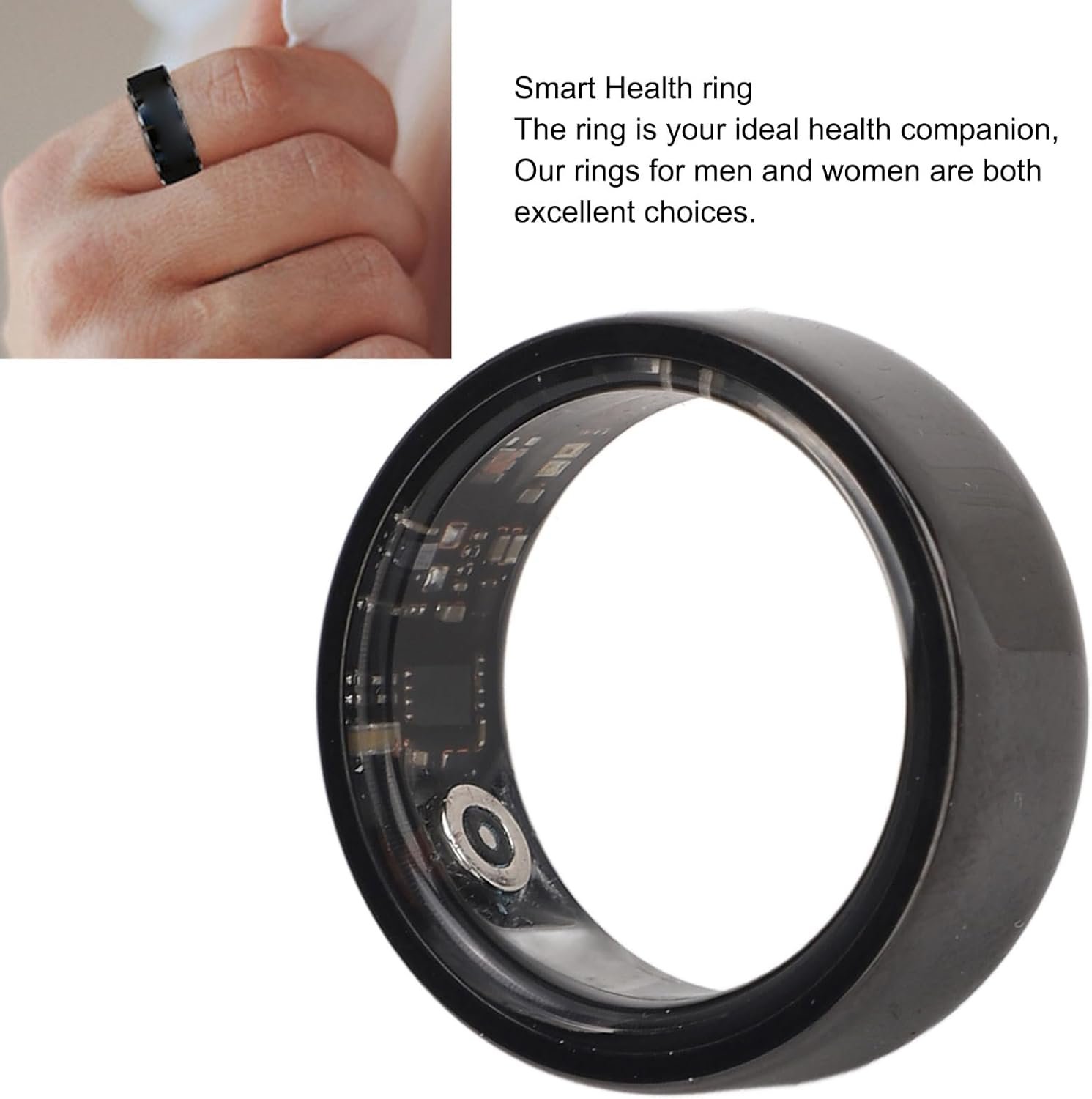 Smart Health Ring, Rechargeable for JYouPro App, Fitness Tracker Rings, Lightweight, Black for IOS Devices - Image 4