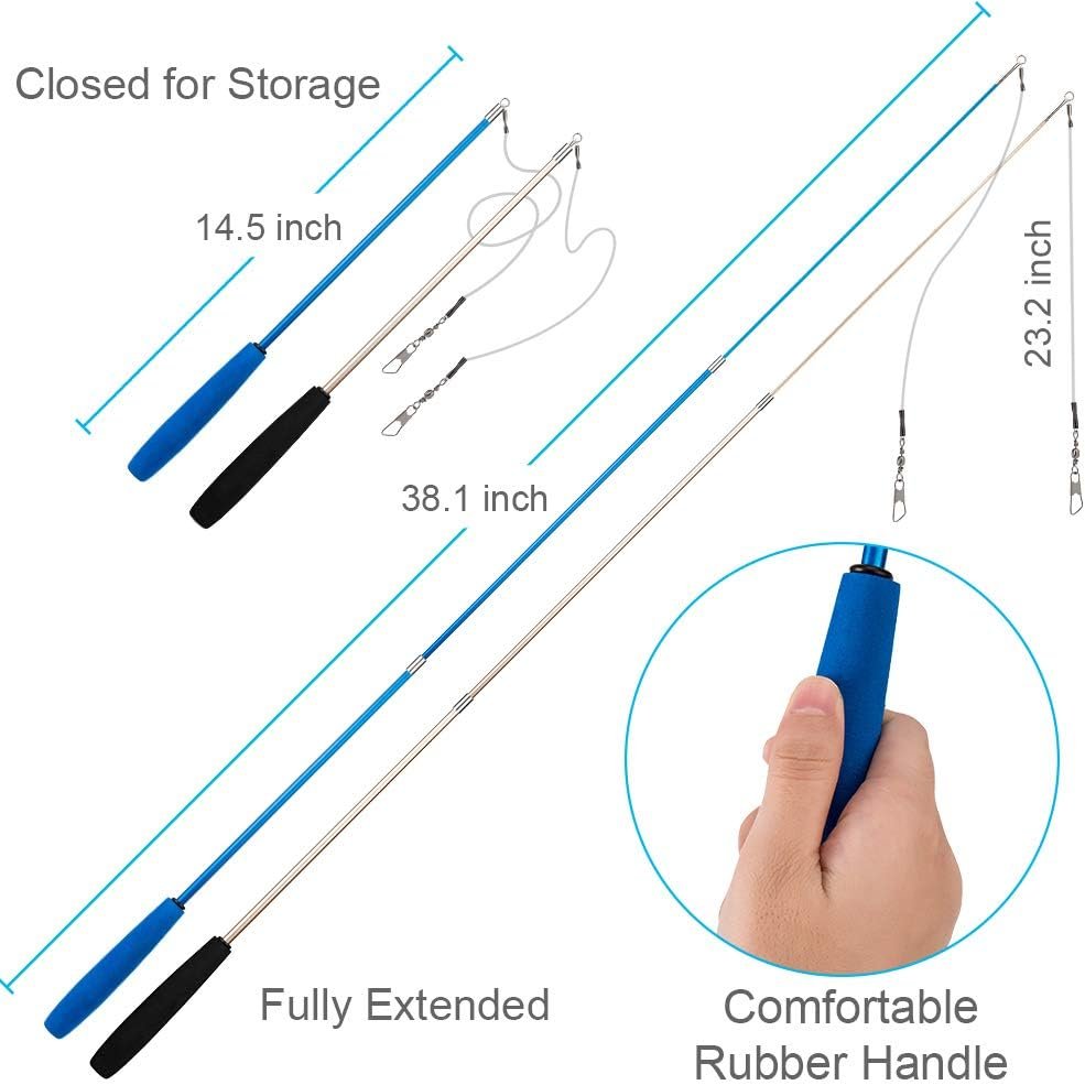 Cat Toys Feather Toy, 2PCS Retractable Wand and 10PCS Replacement Teaser with Bell Refills, Interactive Catcher and Funny Exercise for Kitten. - Image 2