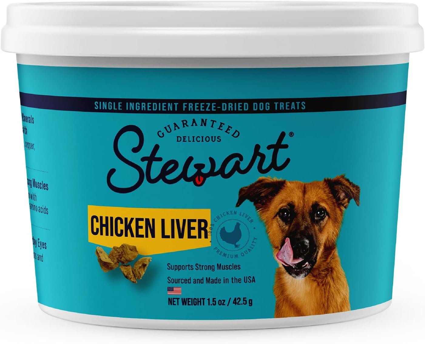 Stewart Single Ingredient Freeze Dried Raw Dog Treats, Chicken Liver, 1.5 Ounce Resealable Tub, Training Treats or Meal Topper Dogs, High Protein, Grain Free, Gluten Free - Image 2