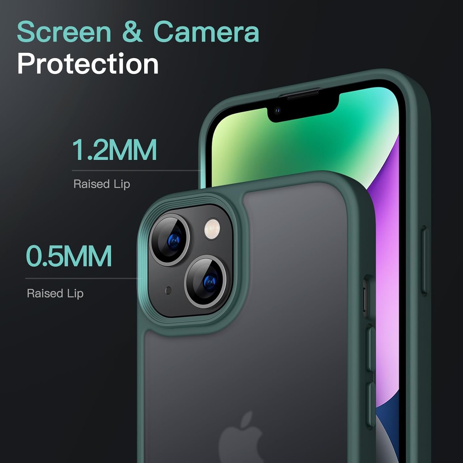 JETech Matte Case for iPhone 14 6.1-Inch, Shockproof Military Grade Drop Protection, Frosted Translucent Back Phone Cover, Anti-Fingerprint (Dark Green) - Image 6