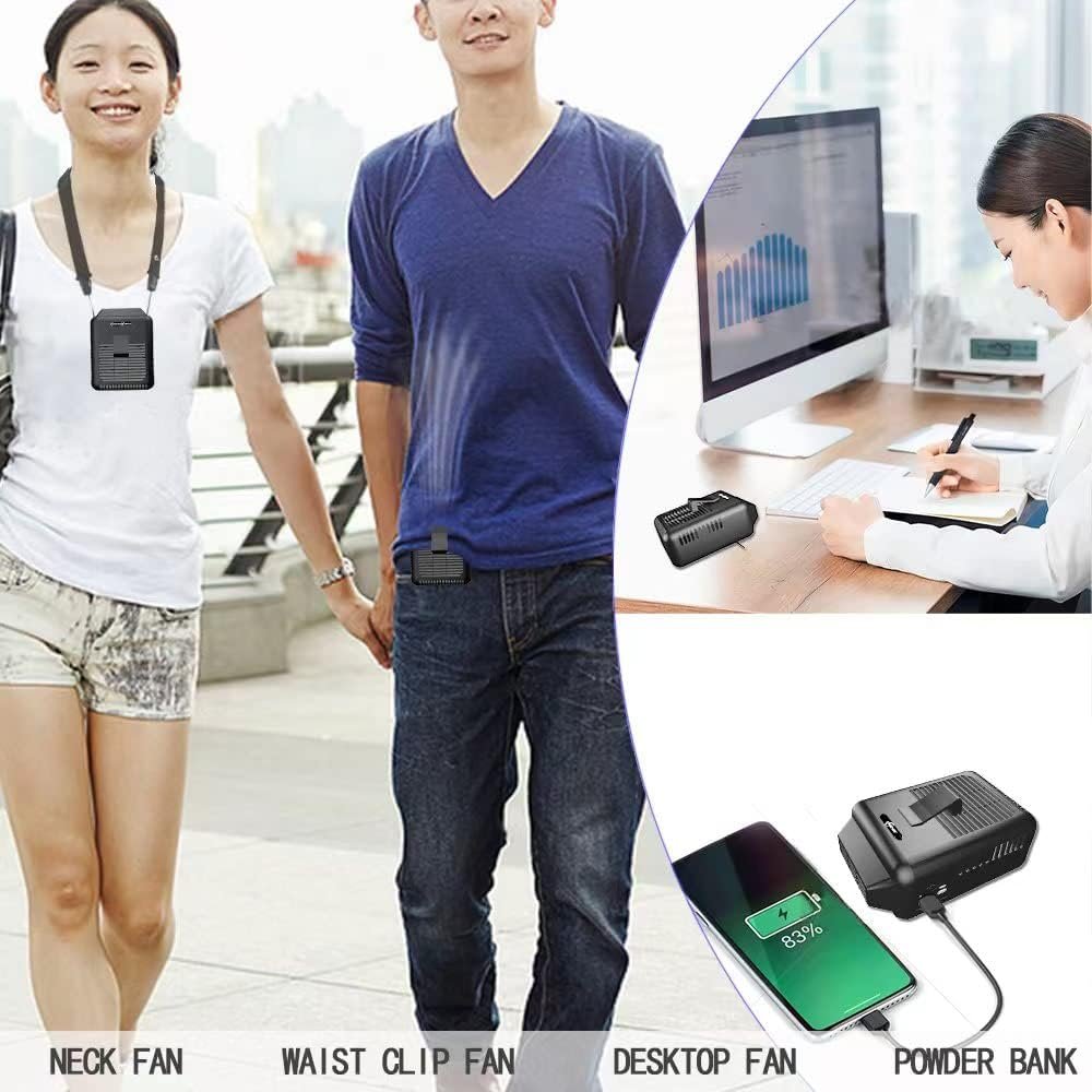 8000mAh upto 32H Portable Waist Clip Fan Personal Neck Fan Battery Powered Belt Fan Adjustable air outlet, 3 Speed, Body Fan for Outdoor Working, Camping, Hiking (8000mAh waist fan) - Image 4