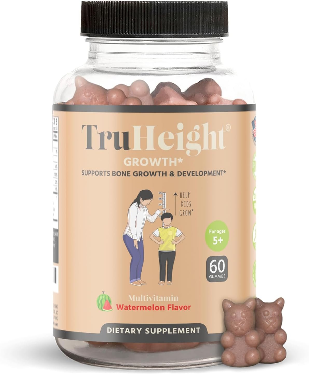TruHeight Growth Gummies (Watermelon) Natural Growth & Development Supplement for Kids & Teens - Endorsed by Pediatricians - Vitamin D, K, Calcium & Ashwaganda, Bone Strength - Kids Vitamins, Ages 5+ - Image 2