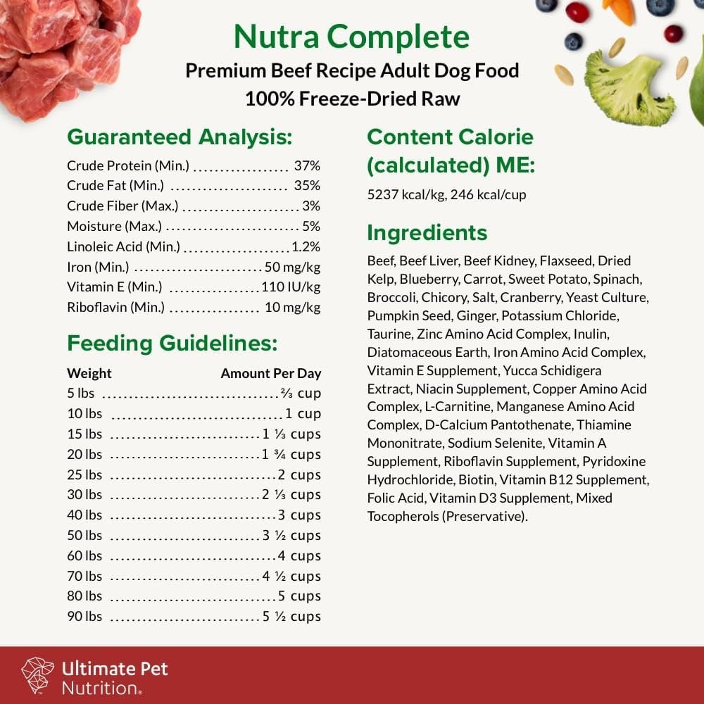 ULTIMATE PET NUTRITION Nutra Complete Raw Freeze Dried Dog Food, Veterinarian Formulated with Antioxidants, Prebiotics & Amino Acids, 5oz Flavor Bundle - Image 7