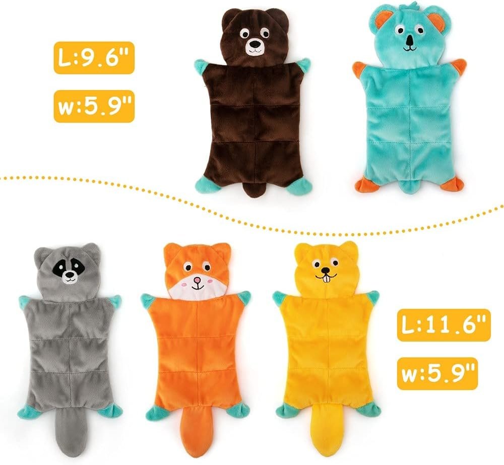 No Stuffing Dog Toys,5 Pack Dog Squeaky Toys Crinkle Plush Dog Toys Set for Puppy Teething, Durable Dog Chew Toys for Small Medium Dog,Cute Holiday Pet Toys for Playing Training Reducing Boredom - Image 3