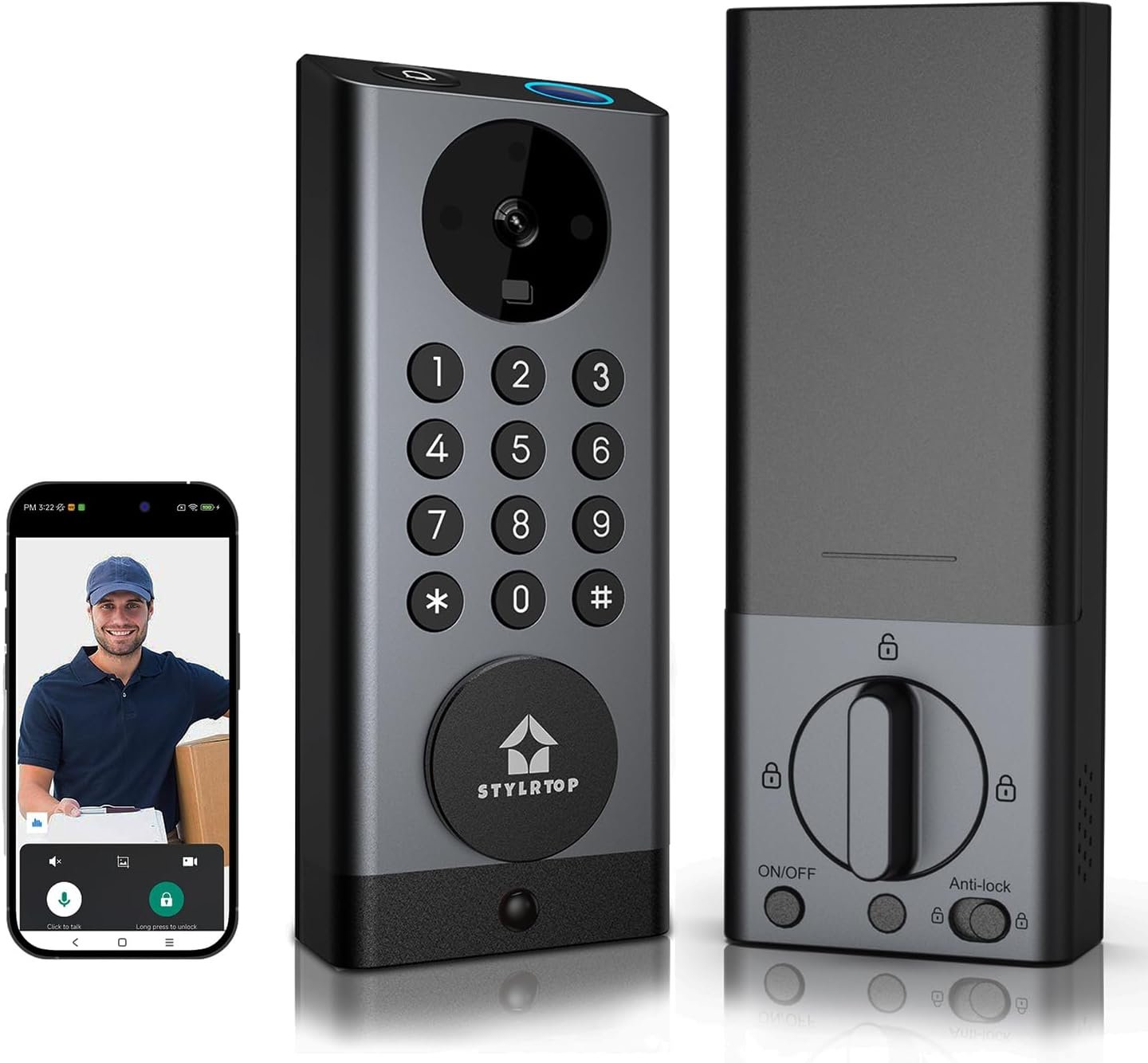Camera Smart Lock, 3-in-1 Camera+Doorbell+Fingerprint Keyless Entry, Built-in Wi-Fi,Support Alexa, App Remote Control, Intercom,HD 2K, Deadbolt (Black) - Image 2