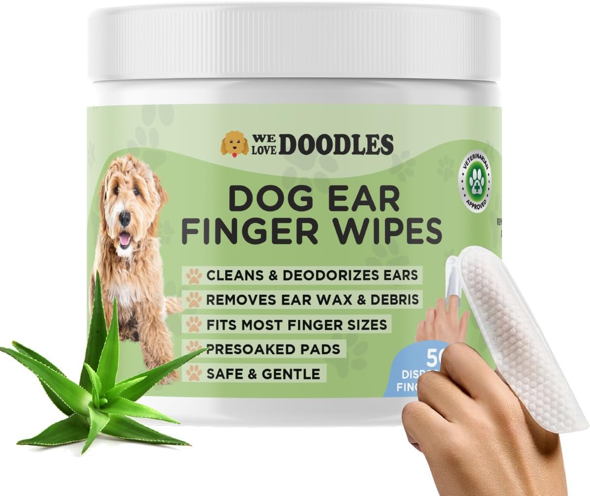 We Love Doodles Dog Ear Cleaner Finger Wipes - Cleans & Deodorizes Dog Ear Cleaner, Presoaked Dog Ear Wipes, Safe & Gentle Dog Ear Cleaning Solution - 50 PCS - Image 2
